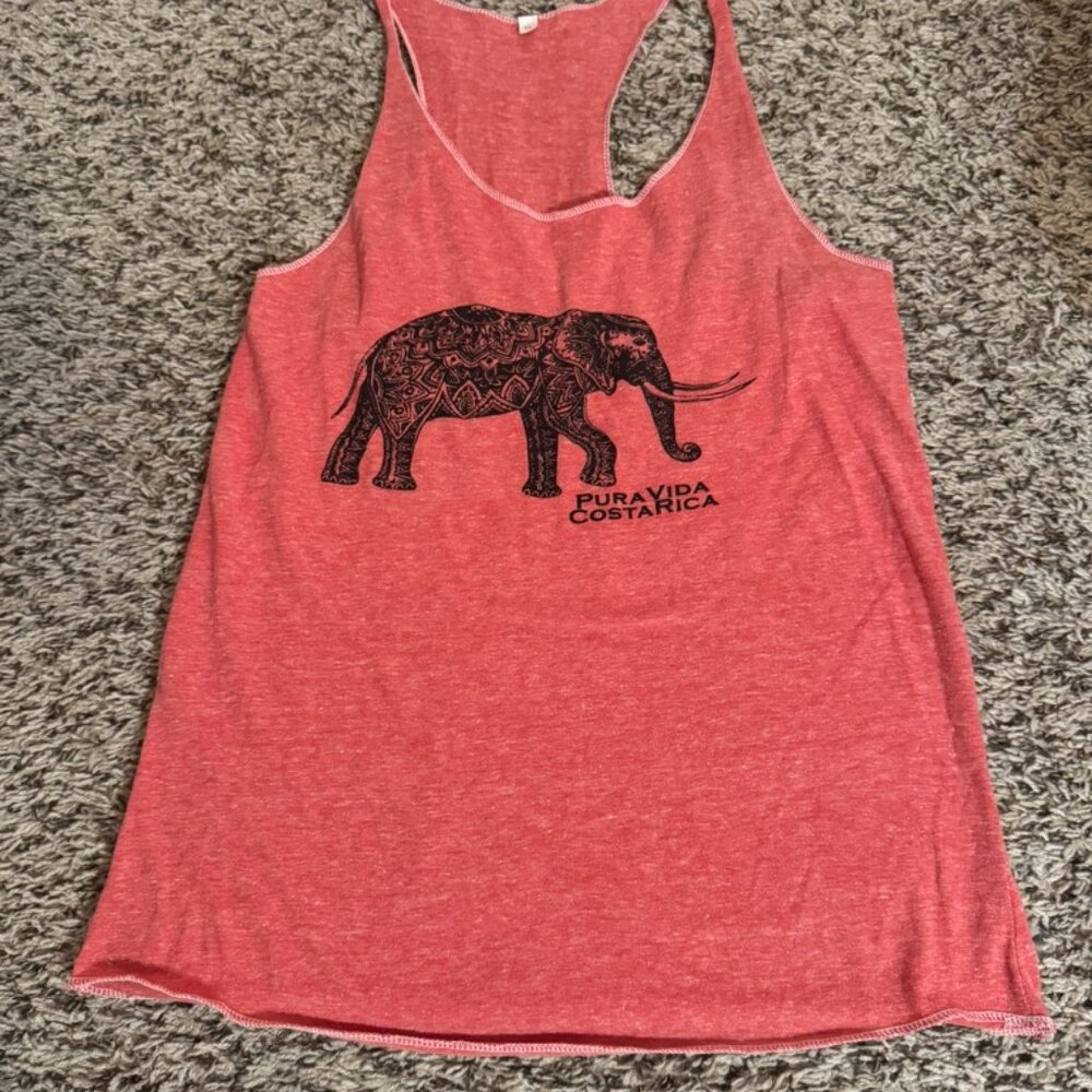 Pura Vida Costa Rica‎ tank coral/red with elephant print